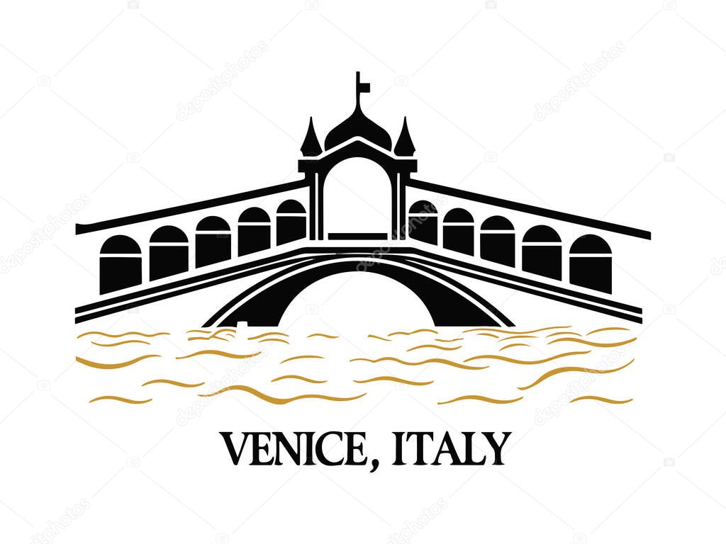 Stunning vector illustration of Venice, Italy's skyline, featuring the iconic Rialto Bridge, red gondolas, and reflections on the Grand Canal. Perfect for travel guides, cultural projects, tourism campaigns, or Italian-themed designs. Highlights incl