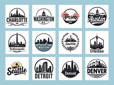 Charlotte, Washington, Seattle, Dallas, Detroit gibi büyük şehirlerin sembolik simgelerinin ve kentsel siluetlerinin yer aldığı 12 adet yüksek kaliteli ABD siluetinden oluşan bir koleksiyon. Her tasarım, Min kullanarak şehrin özünü yakalar.