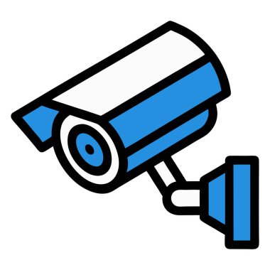 Teknoloji, şirket veya güvenlik projeleri için aktif gözetleme, izleme ve güvenliği sembolize eden detaylı bir güvenlik kamerası tasarımı.