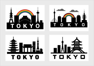 Bu vektör paketiyle Tokyo 'nun siluetini ele geçirin. Tokyo Kulesi, Skytree, tapınaklar ve gökkuşağı içeren 4 siluet içerir. Canlı bir dokunuşla seyahat, kültür ve kentsel projeler için ideal.