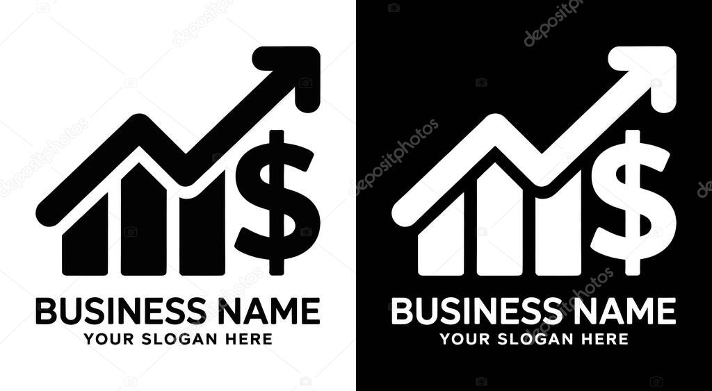 Bold black chart and dollar logo for advisors, symbolizing wealth. Customizable EPS file, perfect for financial planners, consultants, and advisory branding.