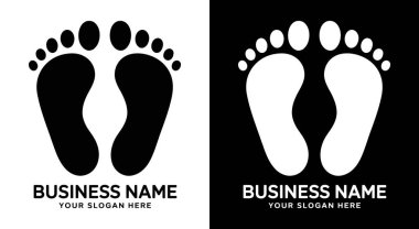 Kalın siyah ayak basma logosu spor salonu eğitmenleri için profesyonel spor simgesi ve markalaşma kimliğini sembolize ediyor.