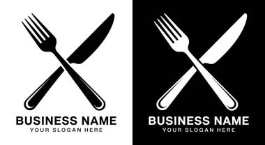 Kalın siyah çatal ve bıçak logosu restoranlar için hassasiyeti simgeler. Yemek yeme yerleri için profesyonel ikon ve mutfak markası kimliği.