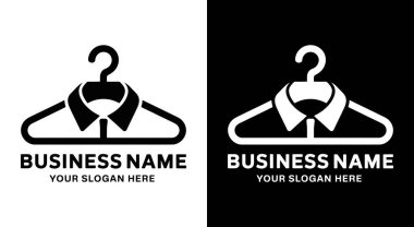 Siyah elbise askısı ve gömlek logosu giyim şirketleri için moda simgesi butikler için profesyonel simge giyim mağazaları ve marka kimliği
