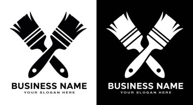 Yaratıcı logo tasarımı cesur siyah boya fırçası haç elementleri zanaat stüdyoları için mükemmeldir ayırt edici profesyonel kimlik arayışı yaratıcılığı ve sanatsal mükemmelliği sembolize eder.