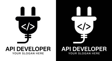 Temiz bağlantı ve verimli sistem entegrasyon çözümlerini temsil eden API geliştiricileri için modern buji ve düğüm logosu