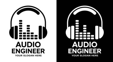 Ses mühendisleri ve müzik üreticileri için profesyonel kulaklık ve ekolayzır logosu hassas ses karıştırma ve ustalaşmayı temsil ediyor.