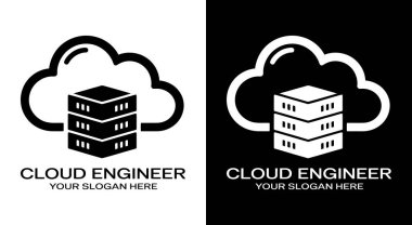 Bulut mühendisleri için profesyonel koyu siyah logo bilişim uzmanları ve teknoloji danışmanları bulut hesaplama ve altyapı hizmetleri için modern tasarım