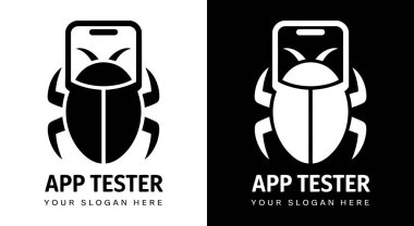Titiz uygulama testi ve kusursuz kullanıcı deneyimi sunumunu temsil eden soru-cevap testleri için profesyonel telefon ve hata logosu