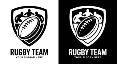Agresif saha hakimiyetini ve tutkulu fanatiği temsil eden takım ve kulüpler için güçlü rugby logosu