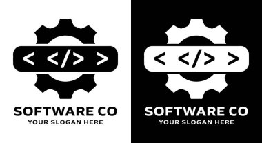 Mühendislik mükemmeliyeti ve güvenilir çözümleri temsil eden yazılım şirketleri için S biçimli kod ve donanım logosu