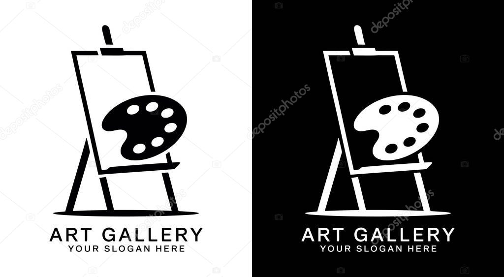 Classic easel and palette logo for art galleries and creative studios perfect for exhibitions artist branding and art classes