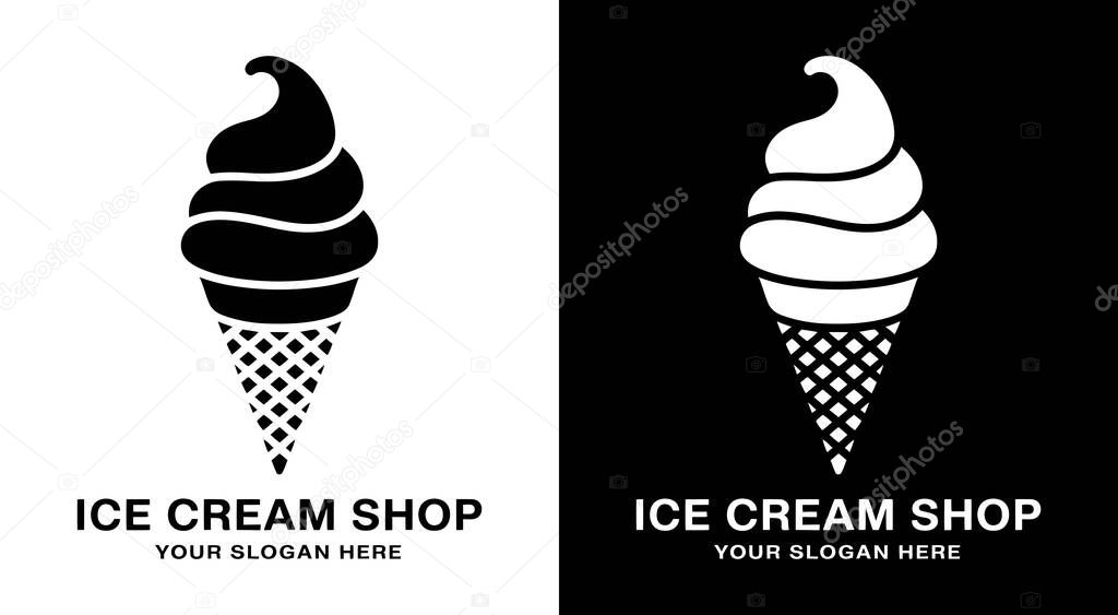 Playful cone and scoop logo perfect for ice cream parlors dessert shops and frozen treat businesses eye catching branding