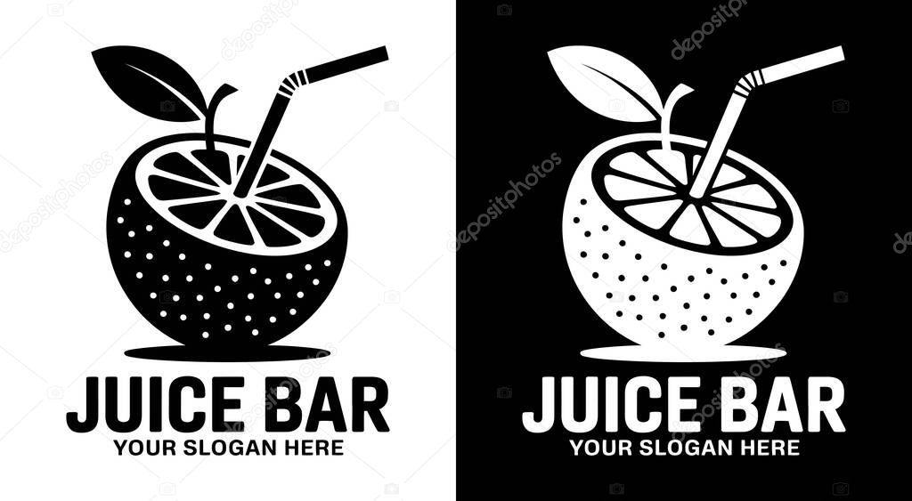 Vibrant orange and straw logo for juice bars and smoothie shops representing fresh pressed beverages and healthy refreshments
