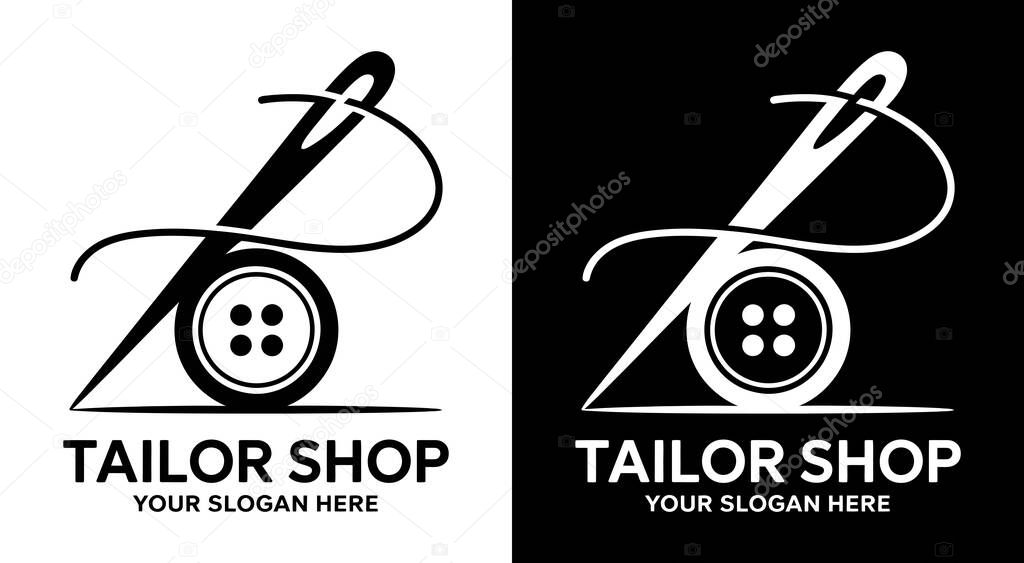 Professional needle and button logo for tailors and alteration specialists representing meticulous craftsmanship and perfect garment fits