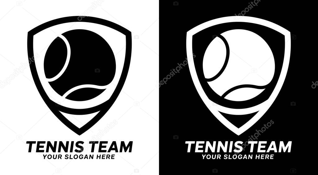 Dynamic tennis racket logo for clubs and academies representing powerful serves and precision court strategy