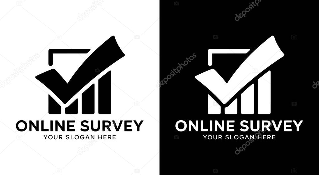 Bold black logo with a checkbox and graph icon ideal for online survey platforms data collection tools research agencies and analytics-driven marketing services