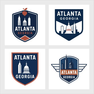 Siyah Atlanta silueti logosu ikonik Georgia simgeleri, marka, mal, turizm ve yerel kimlik temaları için mükemmel.