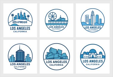 Canlı Los Angeles, California siluet logosu sembolik simgeler ve cesur bir tasarım sergiliyor. Şehir temalı dekorasyon, hediyelik eşya, marka ve turizm sanatı meraklıları için ideal..