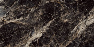 Altın kahverengi damarlı siyah mermer, doğal mermer efekt dokusu arka plan, granit levha taşı ve yüksek parlak seramik fayans, keskin ve parlak düzensiz damarlar, masa üstü tasarımı.
