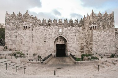 The Damascus Gate, one of the main Gates of the Old City of Jerusalem, built in 1537 under the rule of Suleiman the Magnificent. clipart