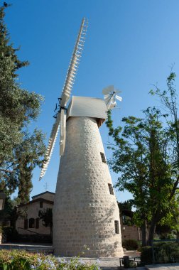 The Montefiore windill landmark in the Yemin Moshe neighborhood of Jerusalem, Israel.  clipart