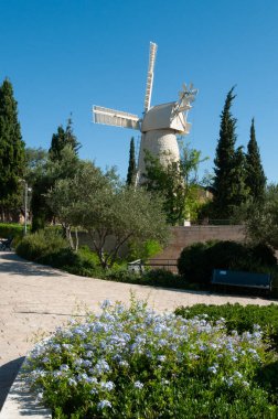 The Montefiore windill landmark in the Yemin Moshe neighborhood of Jerusalem, Israel.  clipart