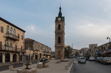 İsrail 'in Tel Aviv-Yafo kentindeki tarihi Jaffa Saat Kulesi. 