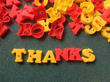 Word thanks on 3d alphabet 