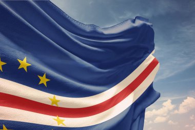 Cape Verde Ulusal Bayrağı 3 d tekstil arka planı dalgalanıyor
