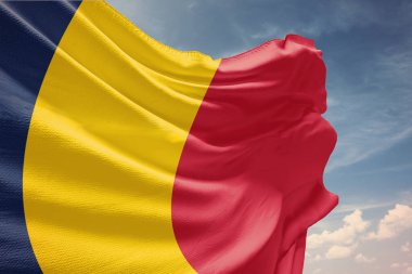 3D illüstrasyondaki metnin için kopyalama alanı olan Chad bayrağı