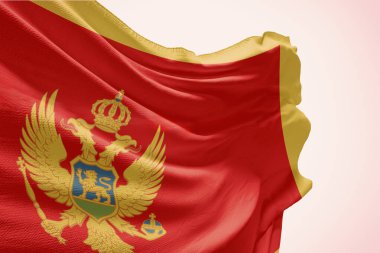 3 d 'lik ulusal bir bayrağın önünde sallanan tek boynuzlu devin görüntüsü.