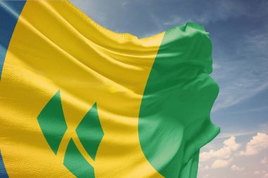 Ülkenin azizlerinin bayrağını dalgalandıran 3 boyutlu.