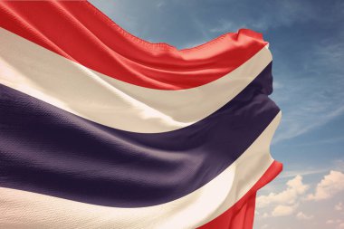 Mavi arka planda Tayland bayrağı.
