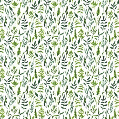 Beyaz arka planda bir sürü farklı çim yaprakları. Yay pürüzsüz desen.