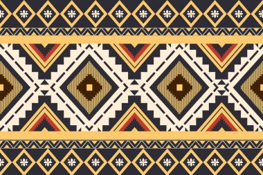 Etnik boho navajo pürüzsüz desenli altın, kahverengi, sarı, koyu arkaplan