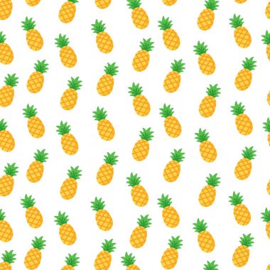 Parlak bir tropikal arka planda yeşil yapraklı kusursuz bir ananas deseni..