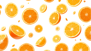 şeffaf arkaplanda uçuşan portakal dilimleri