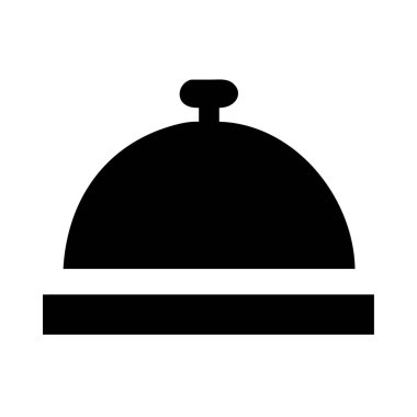 Parlak altın kaplamalı ve üstünde düğmesi olan klasik bir otel çanının çizimi..