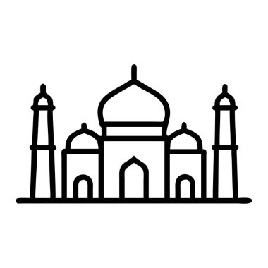 Tac Mahal 'in detaylı kubbeleri ve minareleri ile bir çizimi.