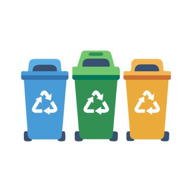 Atıkları ayırmak için çeşitli renklerde geri dönüşüm kutuları.