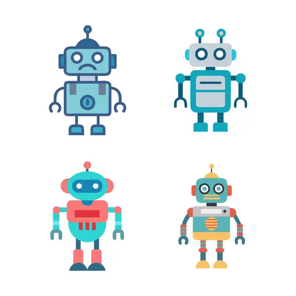 Çeşitli tasarımlar, renkler ve boyutlarda farklı fonksiyonlar gösteren robotlar..