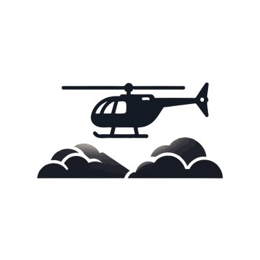 Hava ve Ulaşım Temaları için Helikopter Silüeti Simgesi Simgesi