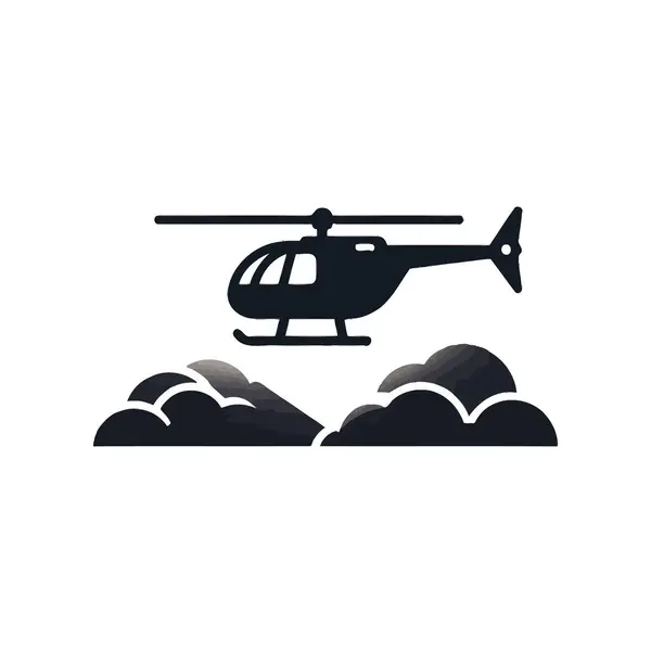 Hava ve Ulaşım Temaları için Helikopter Silüeti Simgesi Simgesi