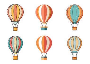 Sıcak hava balonu vektör illüstrasyonu beyaz arkaplanda izole edildi.