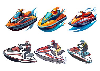 Jet ski vektör çizimi beyaz arkaplanda izole edildi.