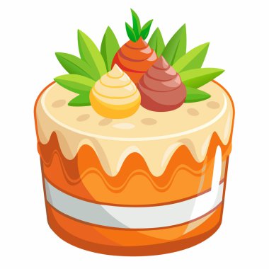 Beyaz arkaplanda izole edilmiş havuçlu kek vektör çizimi.