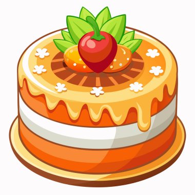 Havuçlu Kek vektör çizimi beyaz arkaplanda izole edildi.