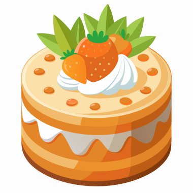 Havuçlu Kek vektör çizimi beyaz arkaplanda izole edildi.