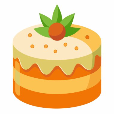 Havuçlu Kek vektör çizimi beyaz arkaplanda izole edildi.